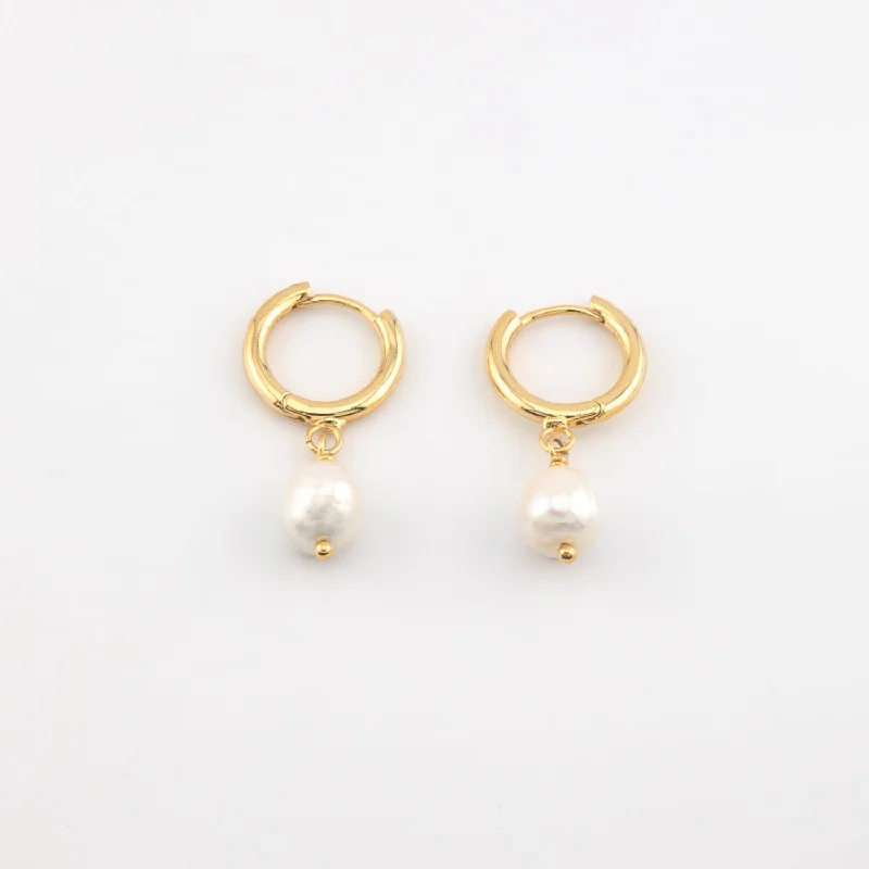 Shoreline Pearl Hoop Earrings - Gold