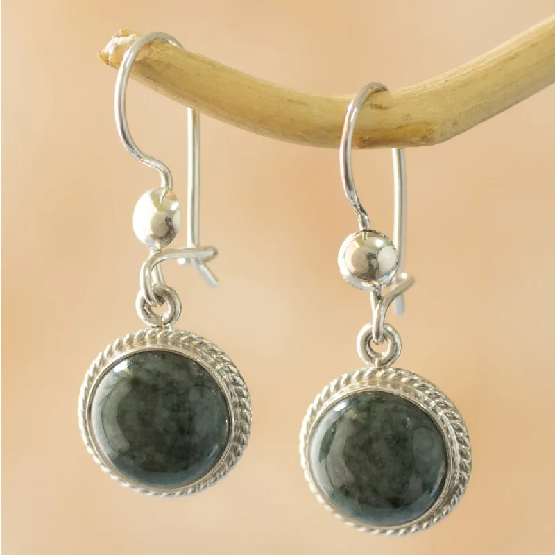 Sterling Silver 'Mixco Moon' Jade Earrings