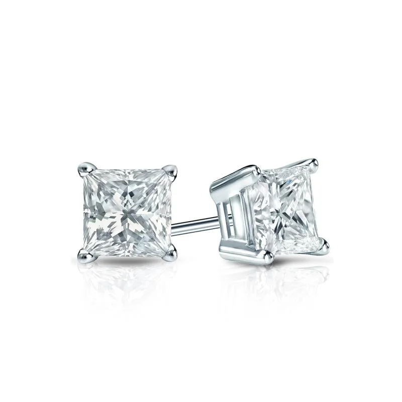 Auriya 14-karat Gold Lab Grown 0.40 carat TDW Princess Diamond Stud Earrings 4-Prong Basket Screw-back