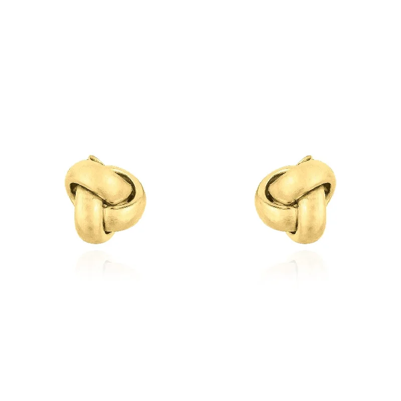 14K Gold Polished 6MM Love Knot One-Row Stud Earrings, Available in Yellow, White and Rose, 100% Real 14K Gold