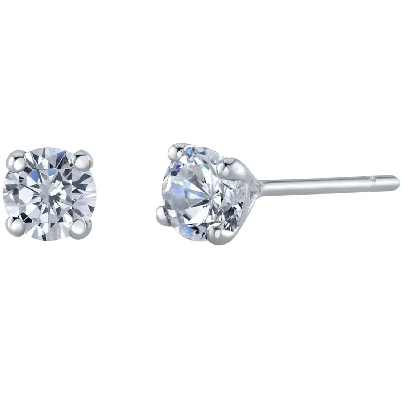 14k Gold 4mm Round Cubic Zirconia Solitaire Stud Earrings