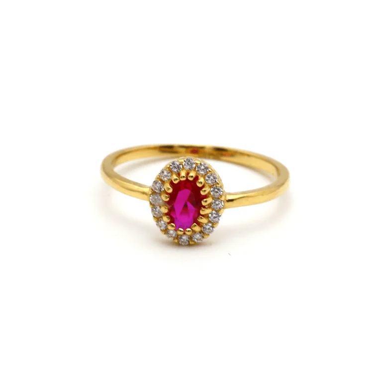 Real Gold Pink Luxury Stone Ring 0409 (Size 8) R1870