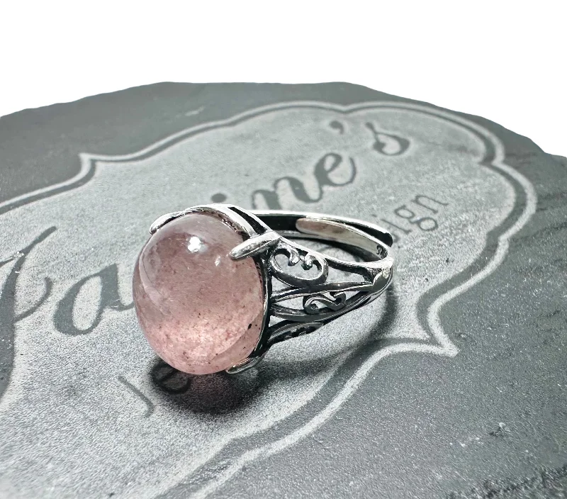 Gemstone Adjustable Filigree Ring Rose Quartz