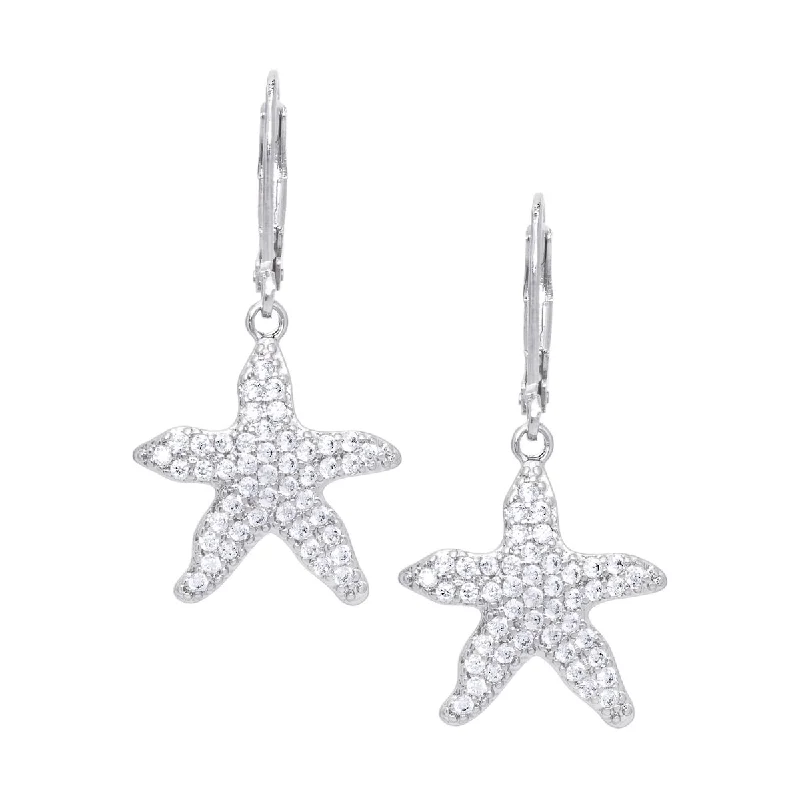 Victoria Townsend Silver Plate Cubic Zirconia Starfish Earrings