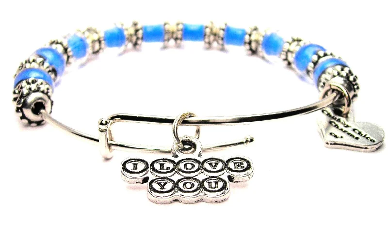 I Love You 9mm Glass Beaded Single Bracelet