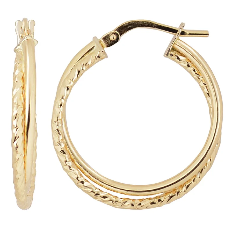 Fremada Italian 14k Yellow Gold High Polish Double Hoop Earrings