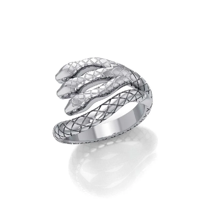 Fierce and Ferocious Sterling Silver Three Headed Cobra Ring TRI1899