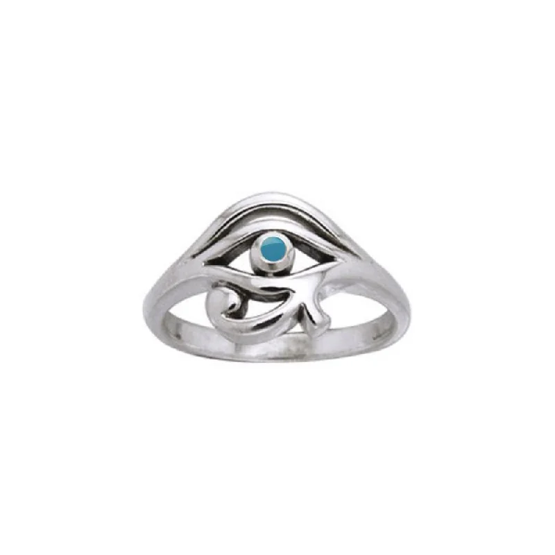 Eye of Horus Silver Ring with Gem TRI995