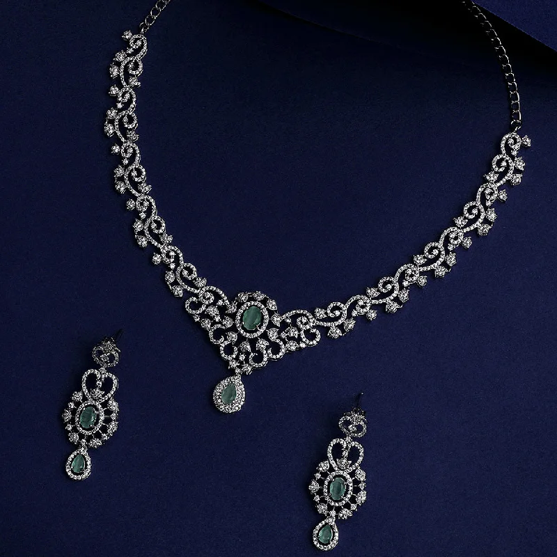 Asmitta Silver Plated AD Stone Necklace Set