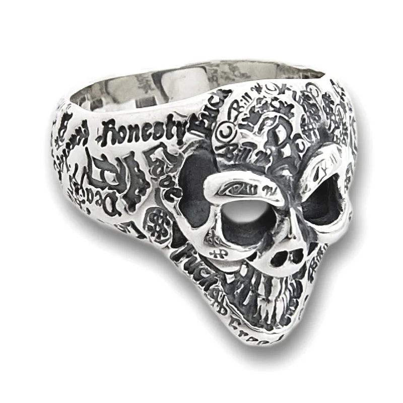 Graffiti Small Good Luck Skull Ring