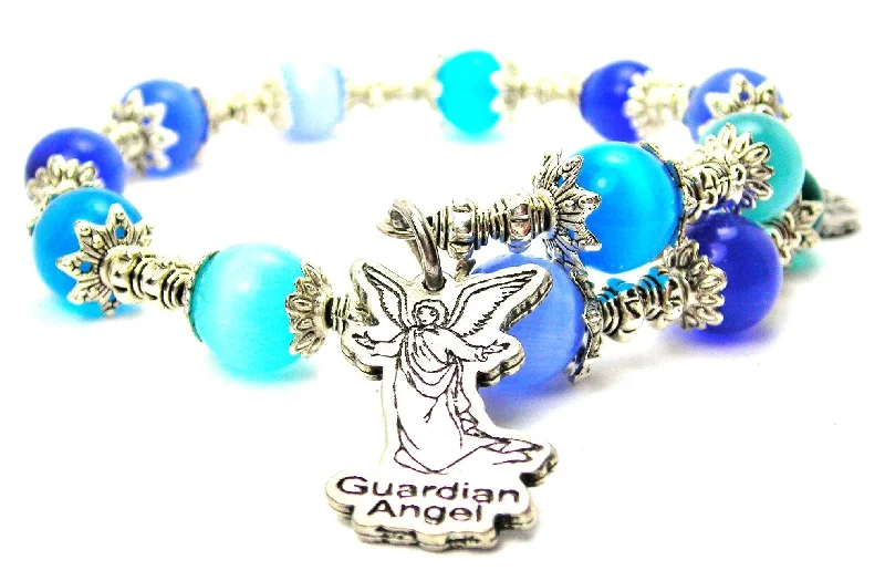 Guardian Angel Cat's Eye Beaded Wrap Bracelet