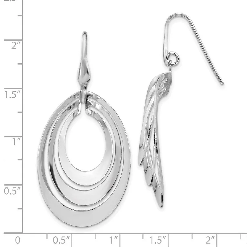 Curata 925 Sterling Silver 50.6x24.5mm Brushed Triple Tear Drop Dangle Earrings