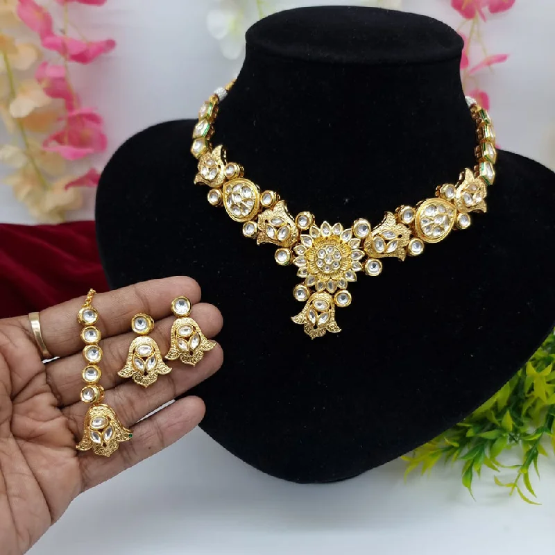 JCM Gold Plated Kundan Necklace Set