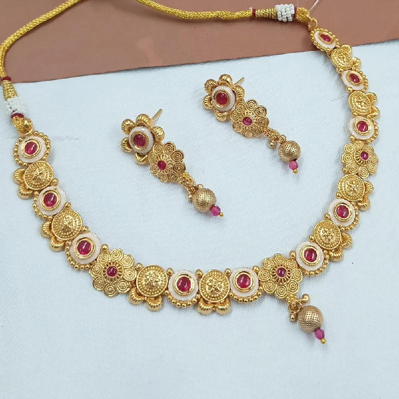 Padmawati Bangles Gold Plated Pota Stone And Meenakari Necklace Set