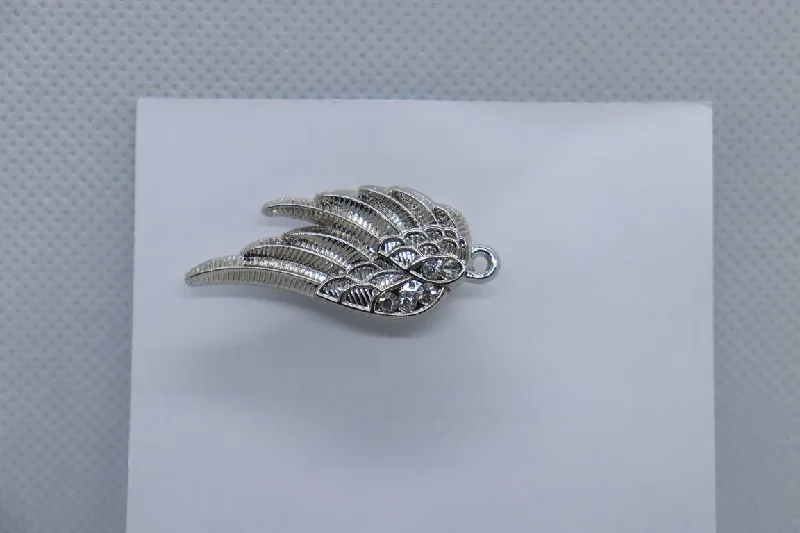 Silver Wing With Stone Imitation Jewellery Lapel Pin