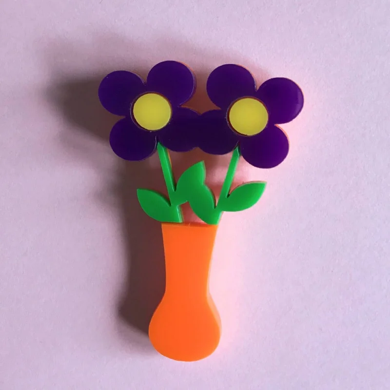 TWO FLOWERS Acrylic Brooch