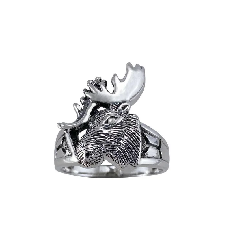 Moose Head Sterling Silver Ring TR1434