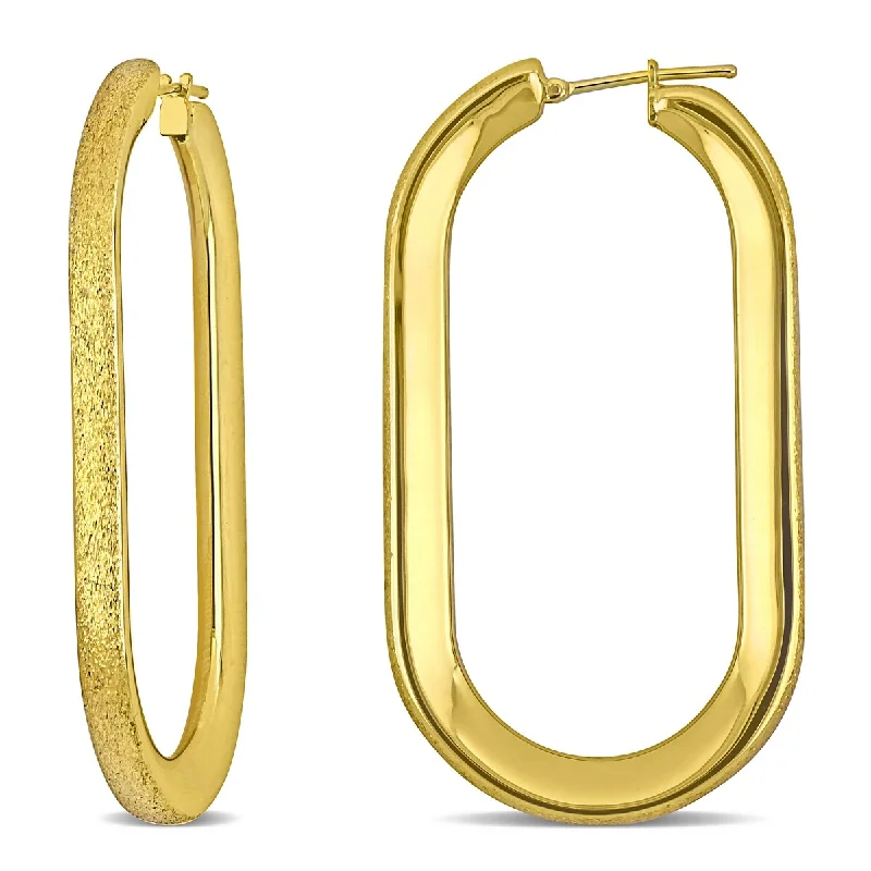 Miadora 59mm Oval Hoop Satin Finish Earrings in 14K Yellow Gold