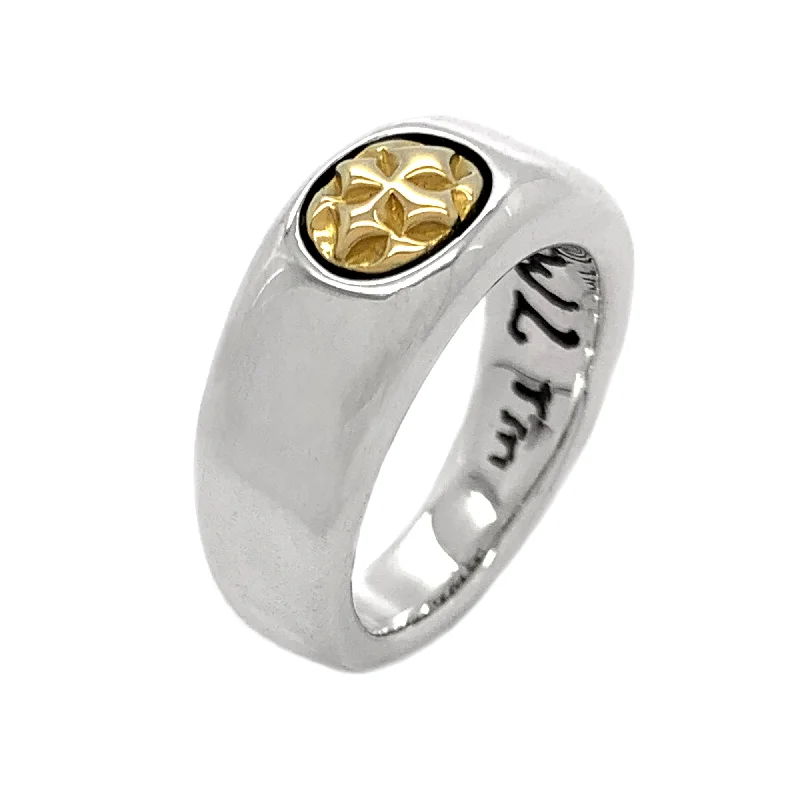 Smooth C-Cross Ring with 18K Gold Cross