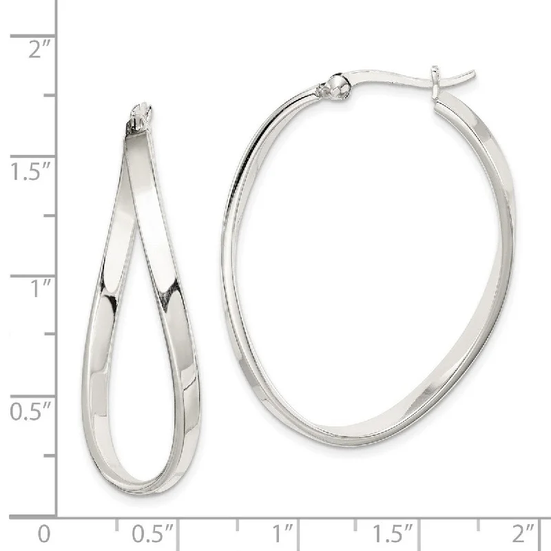 Curata 925 Sterling Silver 40x2mm Polished Twisted Oval Hoop Earrings