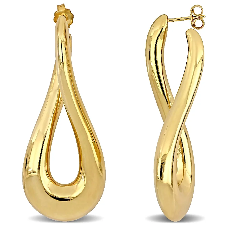 Miadora Yellow Plated Sterling Silver Hoop Earrings