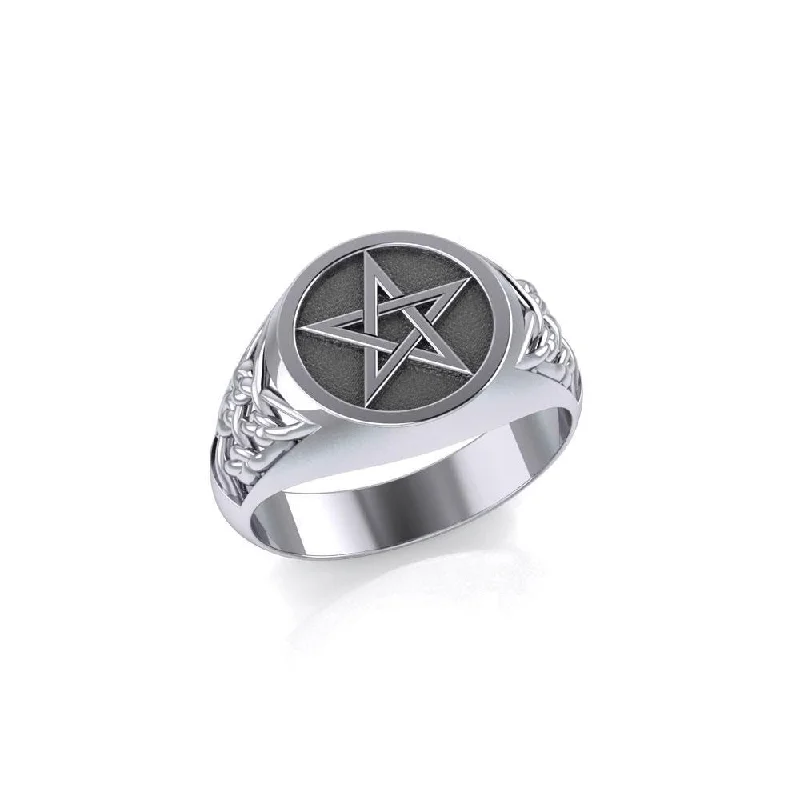 Pentagram Pentacle Sterling Silver Ring TR1018