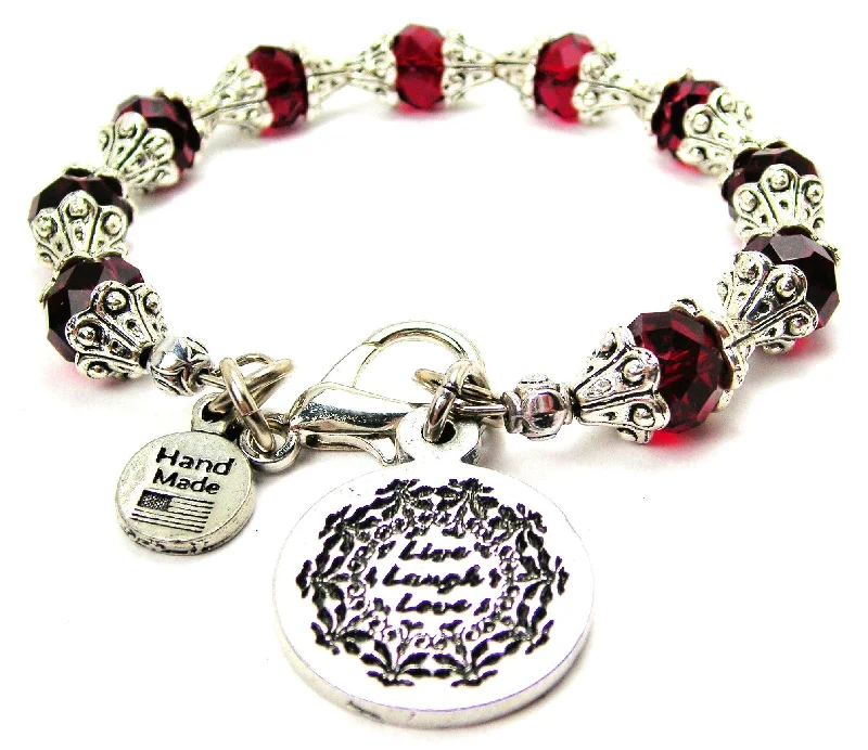 Live Laugh Love Capped Crystal Bracelet