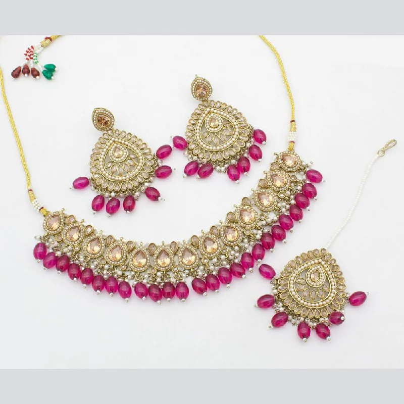 Shree Chamunda Jewellers Gold Plated Crystal Necklace Set