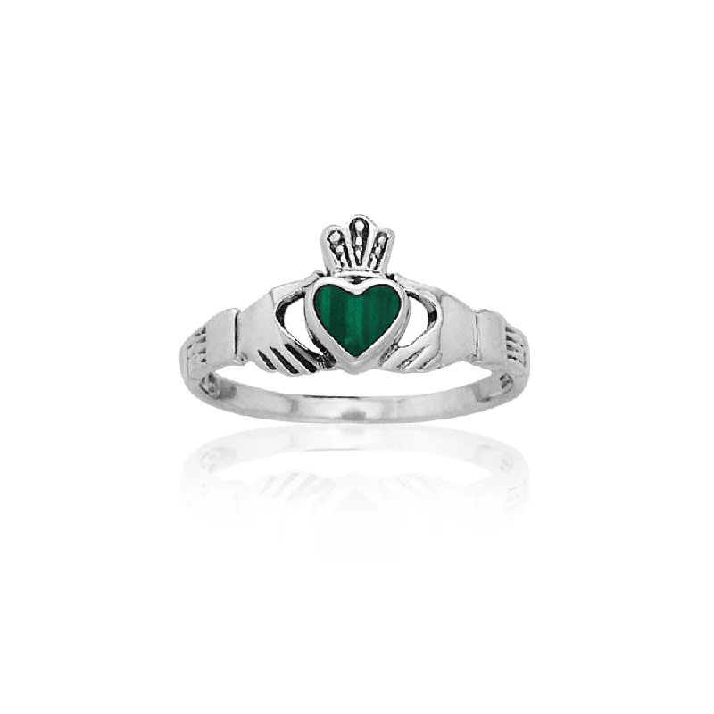 Celtic Claddagh Gemstone Inlay Ring TRI882