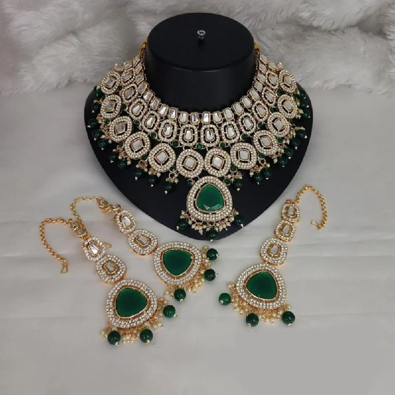 Akruti Collection Gold Plated Kundan And Austrian Stone Necklace Set