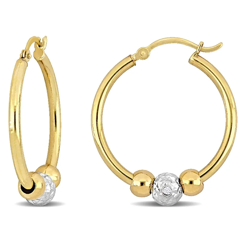 Miadora 14K Yellow Gold Heart Hoop Earrings with 0.02ct TGW Cubic Zirconia