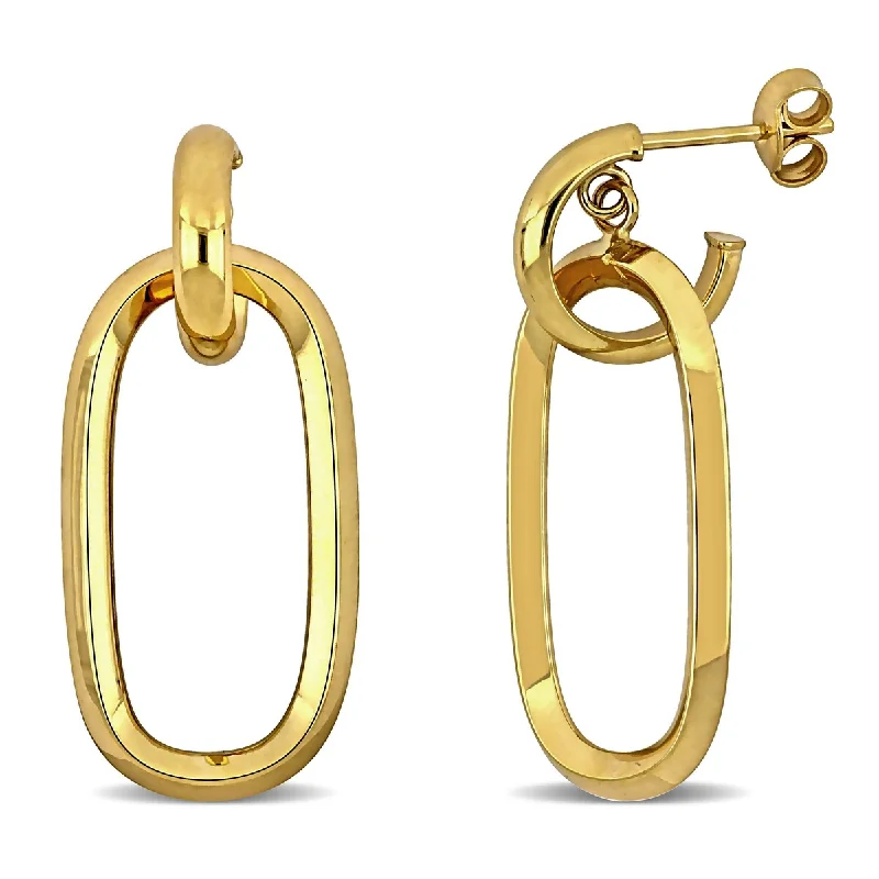 Miadora 14mm Dangle Hoop Earrings in 14k Yellow Gold