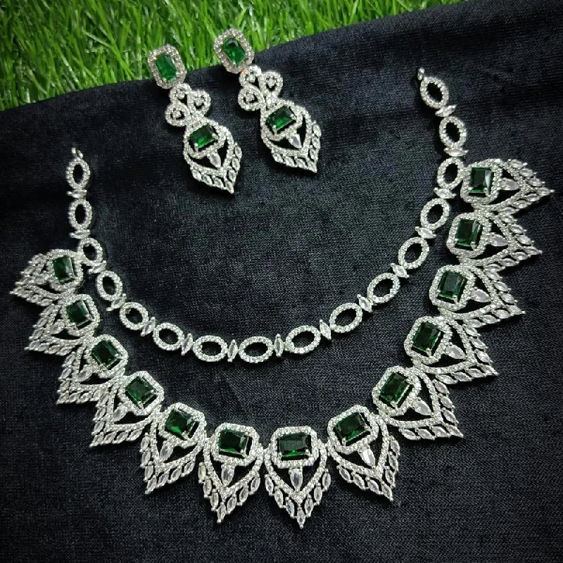 Kavita Art Silver Plated AD Necklace Set