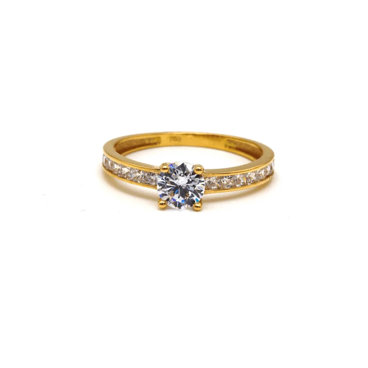 Real Gold Luxury Covered Solitaire Stone Ring 0232 (Size 10) R2204