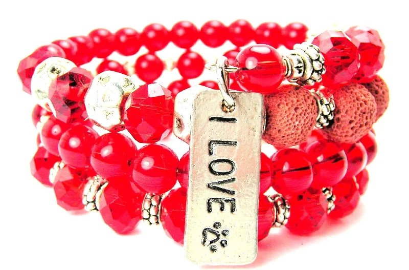 I Love Paw Prints Multi Wrap Bracelet