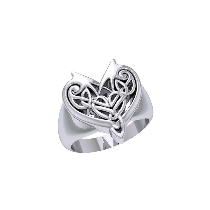 Joyous Heart Celtic Sterling Silver Ring TRI240