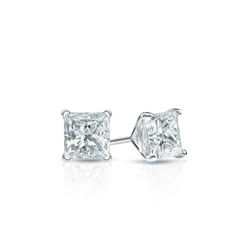 Auriya 14-karat Gold Lab Grown 0.30 carat TDW Princess Diamond Stud Earrings 4-Prong Martini Push-back