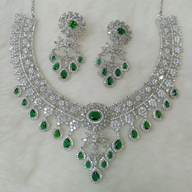 Rani Sati Jewel Silver Plated AD Necklace Set