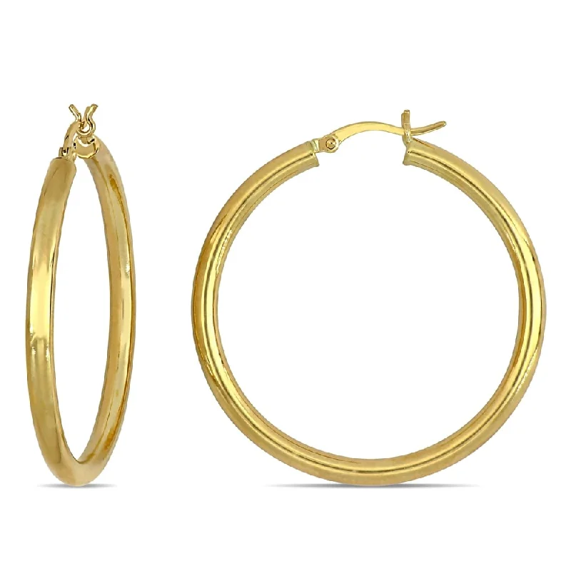 Miadora 10k Yellow Gold Classic Round Hoop Earrings (3 mm)