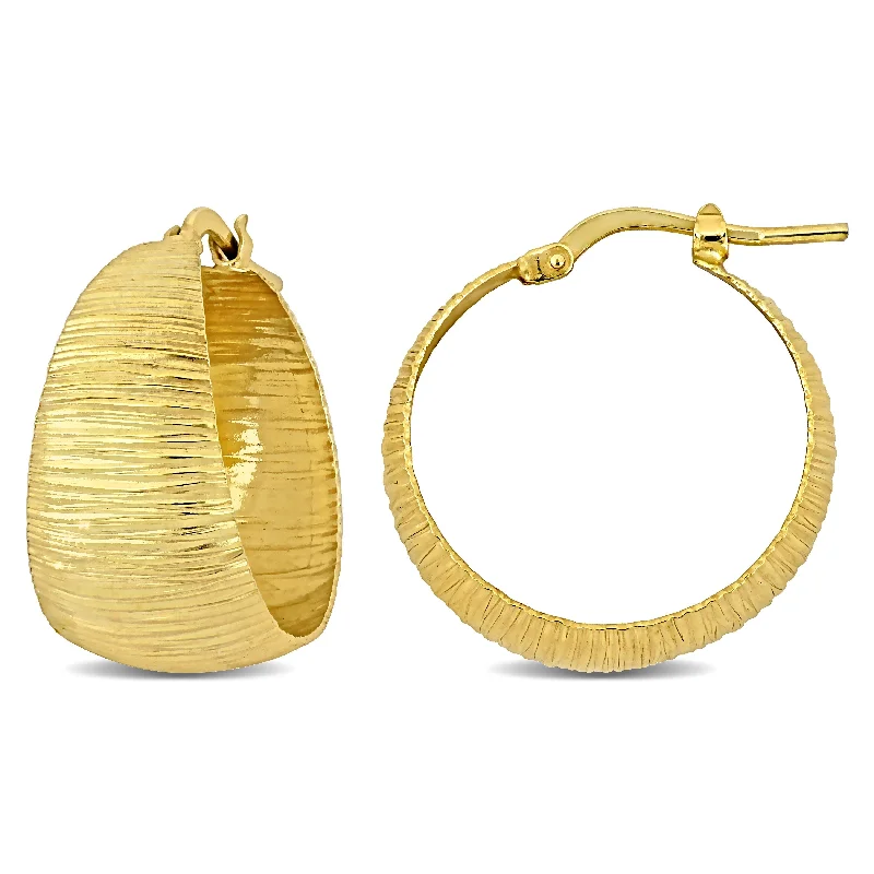 Miadora Yellow Plated Sterling Silver Hoop Earrings