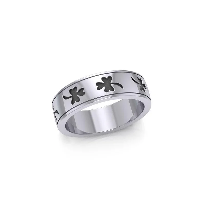 Celtic Shamrock Sterling Silver Band Ring TR1442