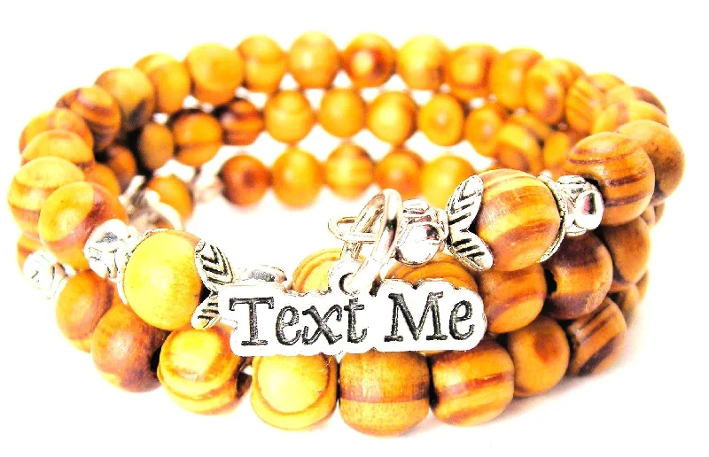 Text Me Natural Wood Wrap Bracelet