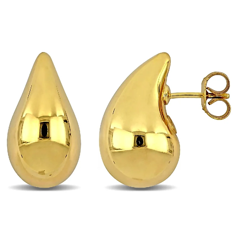 Miadora 21mm Teardrop Design Stud Earrings in 14K Yellow Gold