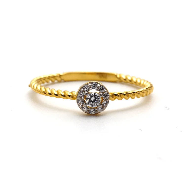 Real Gold Rope Twisted Luxury Stone Ring 0377 (SIZE 5.5) R1721