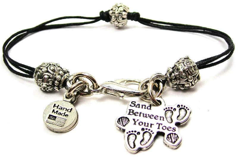 Sand Between Your Toes Beaded Black Cord Bracelet