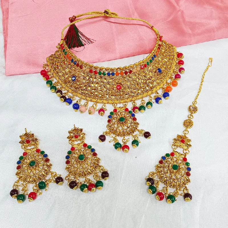 Bhavi Jewels Gold Plated Crystal Stone Choker Necklace Set