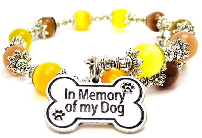 In Memory Of My Dog Cat's Eye Beaded Wrap Bracelet