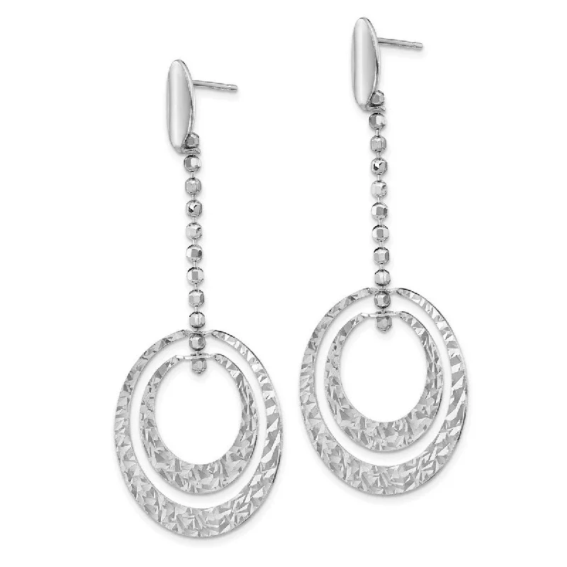 Curata 925 Sterling Silver 64.5x28.8mm Textured Circle Drop Dangle Earrings