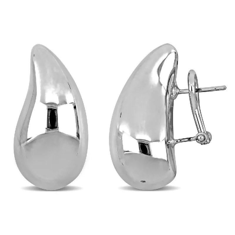 Miadora 14x27mm Teardrop Design Stud Earrings in 14K White Gold