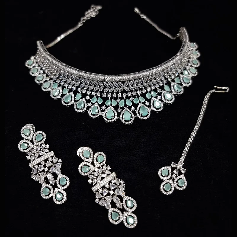 JCM Silver Plated AD Necklace Set